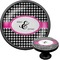 Houndstooth w/Pink Accent Black Custom Cabinet Knob (Front and Side)