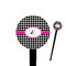 Houndstooth w/Pink Accent Black Plastic 4" Food Pick - Round - Closeup