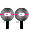 Houndstooth w/Pink Accent Black Plastic 4" Food Pick - Round - Double Sided - Front & Back