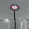 Houndstooth w/Pink Accent Black Plastic 7" Stir Stick - Oval - Main