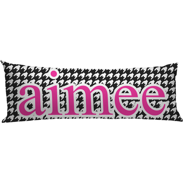 Custom Houndstooth w/Pink Accent Body Pillow Case (Personalized)