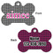 Houndstooth w/Pink Accent Bone Shaped Dog ID Tag - Large - Approval