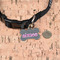 Houndstooth w/Pink Accent Bone Shaped Dog ID Tag - Small - In Context