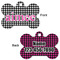 Houndstooth w/Pink Accent Bone Shaped Dog Tag - Front & Back