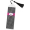 Houndstooth w/Pink Accent Bookmark with tassel - Flat
