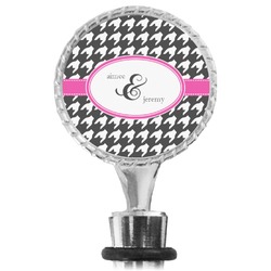 Houndstooth w/Pink Accent Wine Bottle Stopper (Personalized)