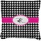 Houndstooth w/Pink Accent Faux-Linen Throw Pillow 16" (Personalized)