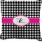 Houndstooth w/Pink Accent Faux-Linen Throw Pillow 18" (Personalized)