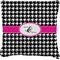 Houndstooth w/Pink Accent Faux-Linen Throw Pillow 20" (Personalized)