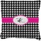 Houndstooth w/Pink Accent Faux-Linen Throw Pillow 26" (Personalized)