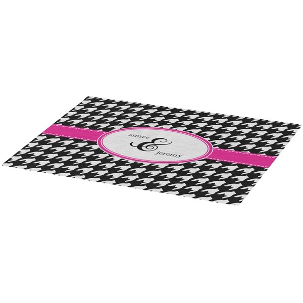 Houndstooth w/Pink Accent Burlap Placemat (Angle View)