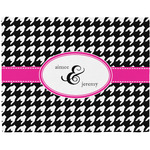 Houndstooth w/Pink Accent Woven Fabric Placemat - Twill w/ Couple's Names