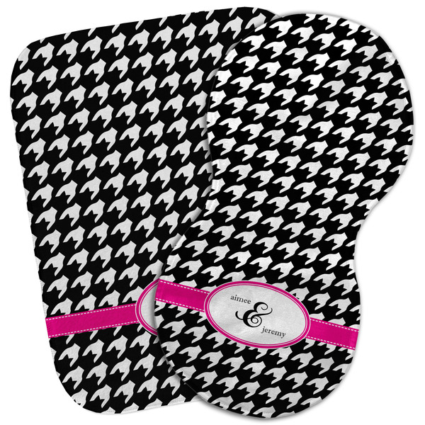 Custom Houndstooth w/Pink Accent Burp Cloth (Personalized)