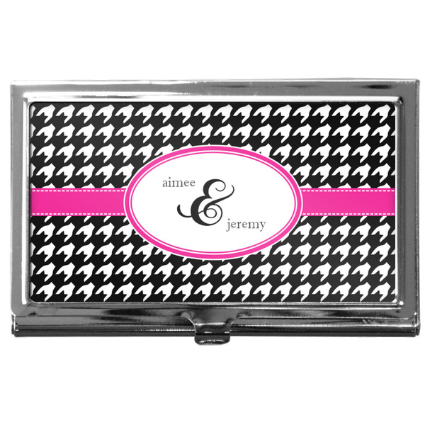 Custom Houndstooth w/Pink Accent Business Card Case