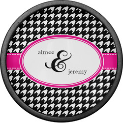 Houndstooth w/Pink Accent Cabinet Knob (Black) (Personalized)