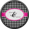 Houndstooth w/Pink Accent Cabinet Knob - Black - Front