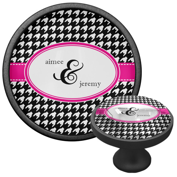 Houndstooth w/Pink Accent Cabinet Knob - Black - Multi Angle