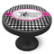 Houndstooth w/Pink Accent Cabinet Knob - Black - Side