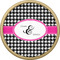 Houndstooth w/Pink Accent Cabinet Knob - Gold - Front