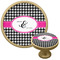 Houndstooth w/Pink Accent Cabinet Knob - Gold (Personalized)