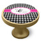 Houndstooth w/Pink Accent Cabinet Knob - Gold - Side