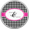Houndstooth w/Pink Accent Cabinet Knob - Nickel - Front