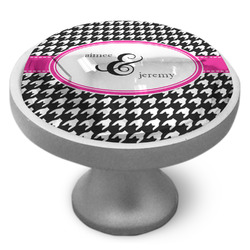 Houndstooth w/Pink Accent Cabinet Knob (Personalized)
