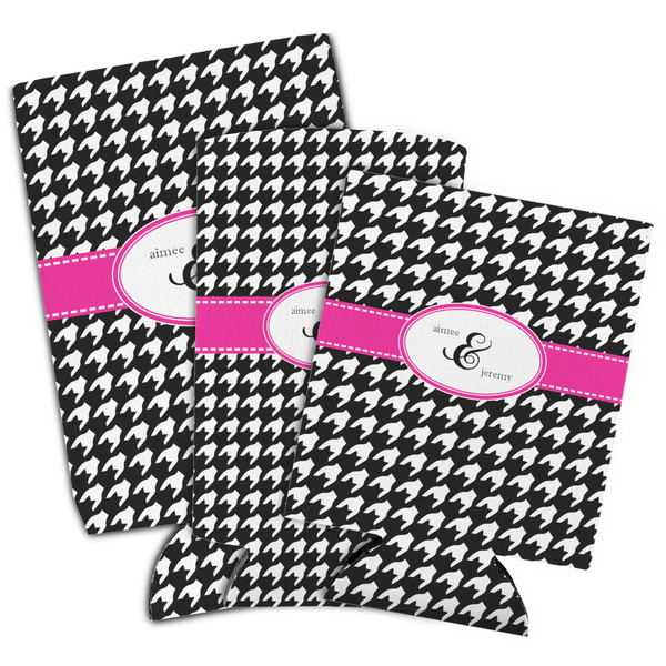 Houndstooth w/Pink Accent Can Coolers - PARENT/MAIN