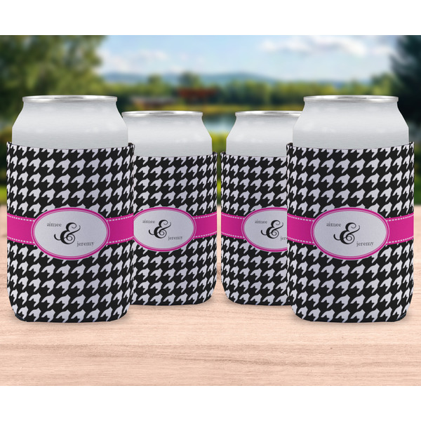 Houndstooth w/Pink Accent Can Sleeve - LIFESTYLE