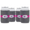 Houndstooth w/Pink Accent Can Cooler (12 oz) - Set of 4 w/ Couple's Names