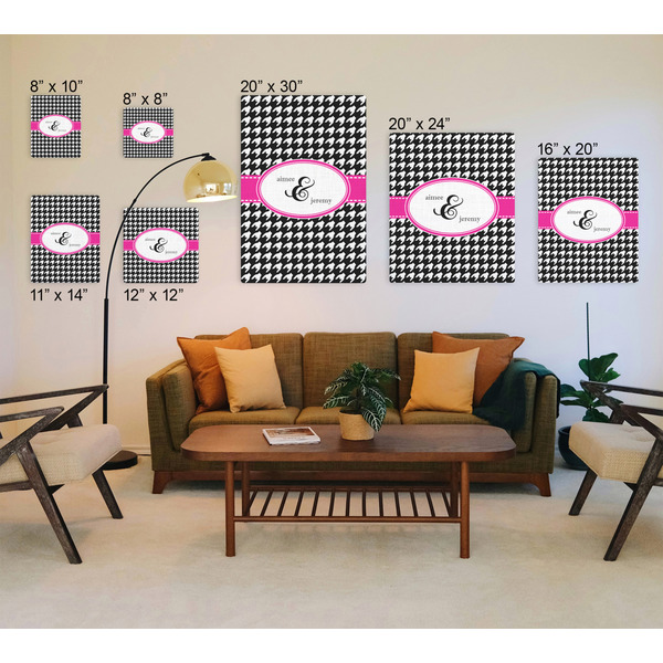 Houndstooth w/Pink Accent Canvas Prints - Multiple Sizes