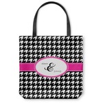 Houndstooth w/Pink Accent Canvas Tote Bag - Large - 18"x18" (Personalized)