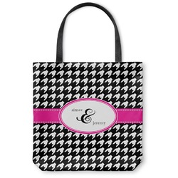 Houndstooth w/Pink Accent Canvas Tote Bag (Personalized)