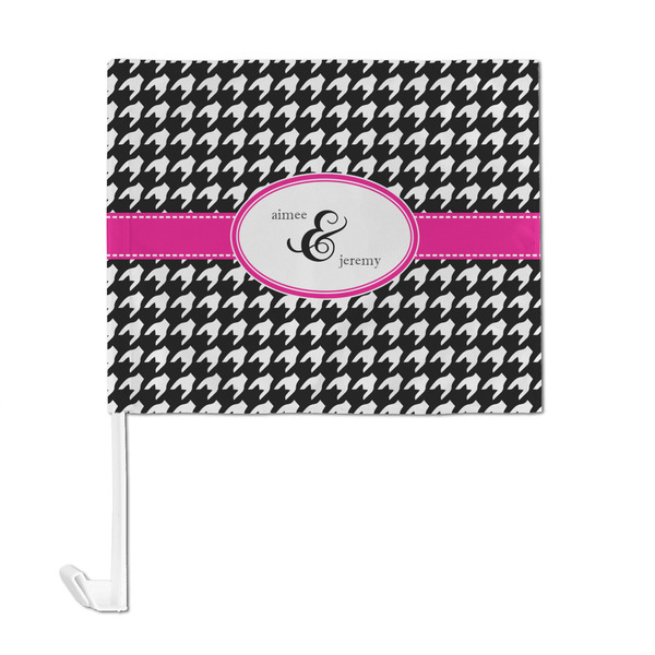 Houndstooth w/Pink Accent Car Flag - Large - FRONT
