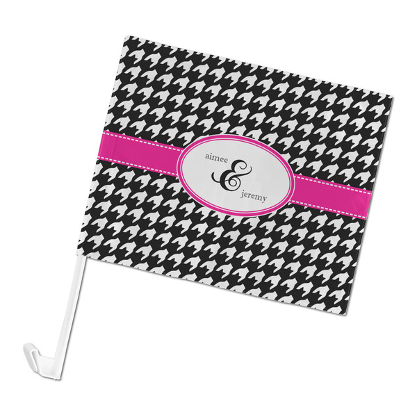 Custom Houndstooth w/Pink Accent Car Flag (Personalized)