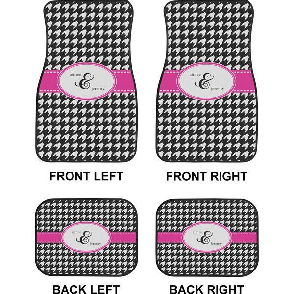 Houndstooth w/Pink Accent Car Floor Mats Set (2F + 2B)