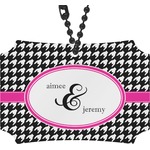 Houndstooth w/Pink Accent Rear View Mirror Ornament (Personalized)