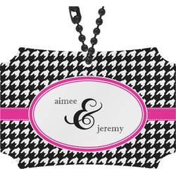 Houndstooth w/Pink Accent Rear View Mirror Ornament (Personalized)