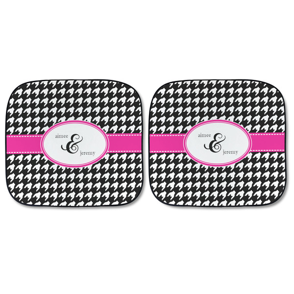 Houndstooth w/Pink Accent Car Sun Shades - FRONT