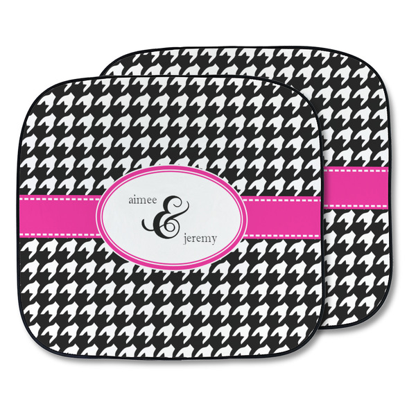 Custom Houndstooth w/Pink Accent Car Sun Shade - Two Piece (Personalized)