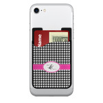 Houndstooth w/Pink Accent 2-in-1 Cell Phone Credit Card Holder & Screen Cleaner (Personalized)