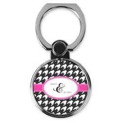 Houndstooth w/Pink Accent Cell Phone Ring Stand & Holder (Personalized)