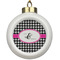 Houndstooth w/Pink Accent Ceramic Ball Ornaments Parent