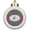 Houndstooth w/Pink Accent Ceramic Ball Ornament (Personalized)