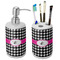 Houndstooth w/Pink Accent Ceramic Bathroom Accessories Set (Personalized)