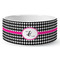 Houndstooth w/Pink Accent Ceramic Dog Bowl - Medium - Front