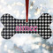 Houndstooth w/Pink Accent Ceramic Dog Ornaments - Parent