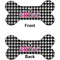 Houndstooth w/Pink Accent Ceramic Flat Ornament - Bone Front & Back (APPROVAL)