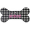 Houndstooth w/Pink Accent Ceramic Flat Ornament - Bone Front