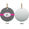 Houndstooth w/Pink Accent Ceramic Flat Ornament - Circle Front & Back (APPROVAL)
